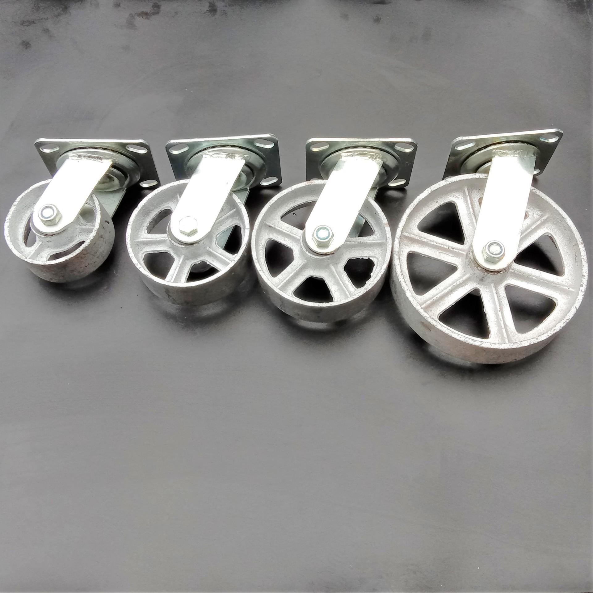 Чугунное колесо для тележек и платформенных тележек, усиленное. 4-inch All Iron Wheel Fixed